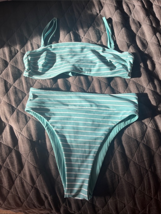 Abercrombie & Fitch Other - Abercrombie & Fitch Teal and White Striped Bikini